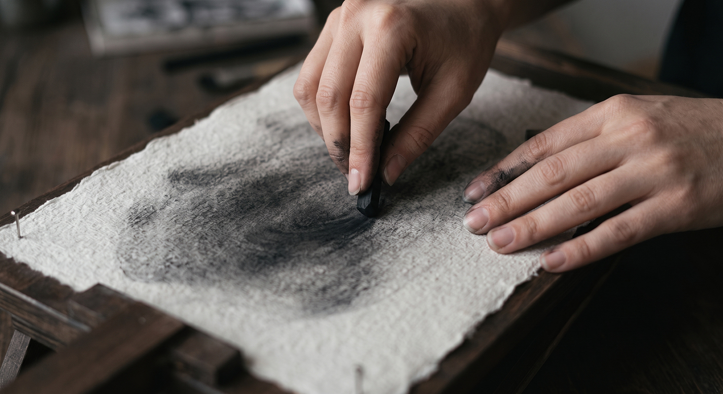 Mindful Decompression - Tactile Charcoal Drawing
